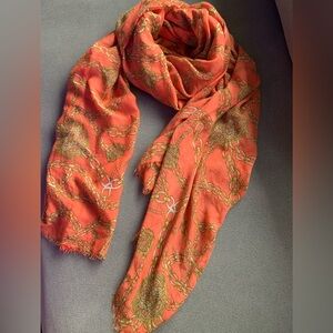 Jennifer Lopez  Large Vibrant Orange and Gold Luxury Wrap/Scarf